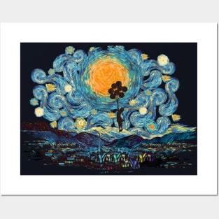 the ballons girl starry night Posters and Art